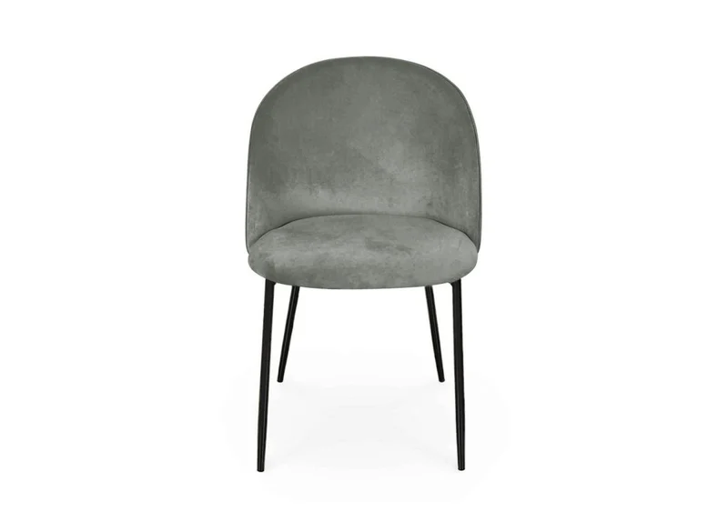 Lot de 2 chaises design en velours gris pieds noirs ARABEL