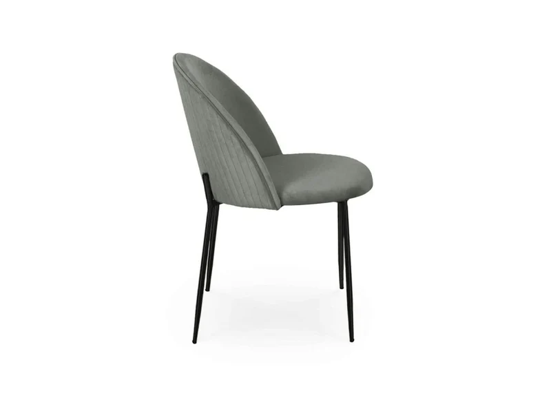 Lot de 2 chaises design en velours gris pieds noirs ARABEL