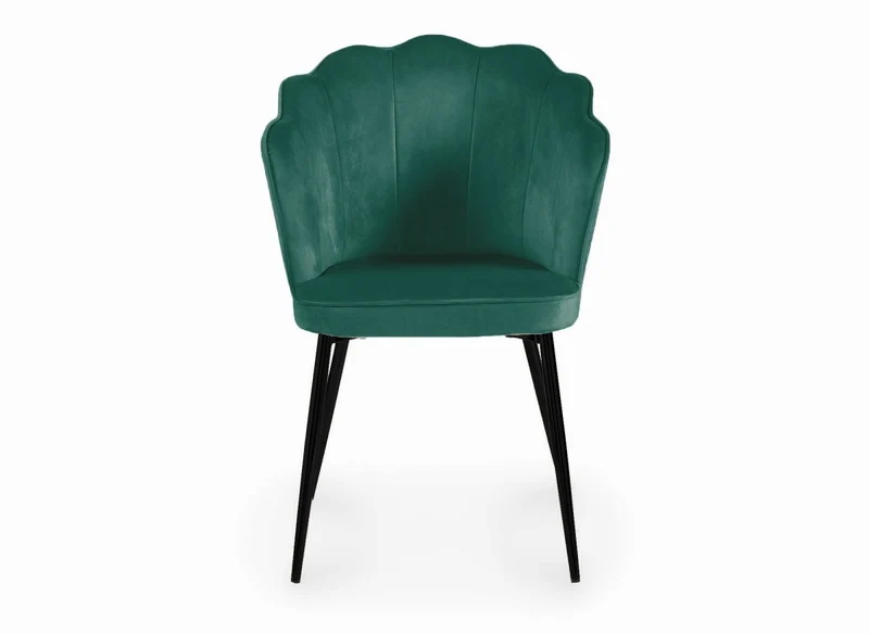 Lot de 2 chaises design en velours vert pieds noirs GARANCE