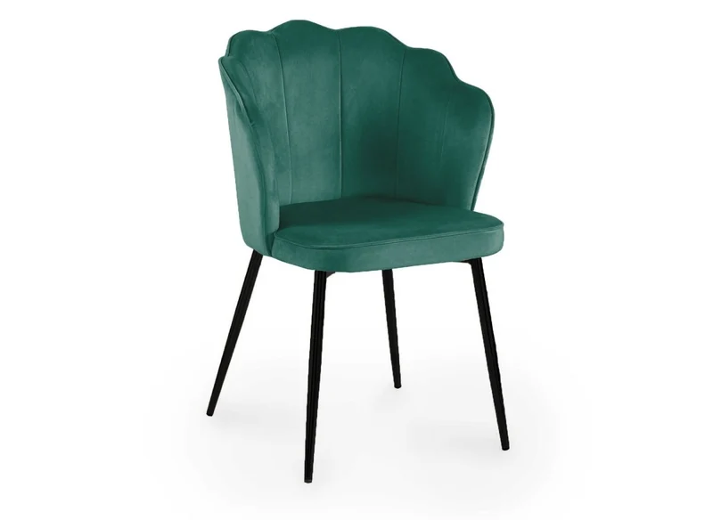 Lot de 2 chaises design en velours vert pieds noirs GARANCE