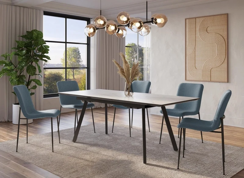 Lot de 4 chaises en tissu bleu CHERYL