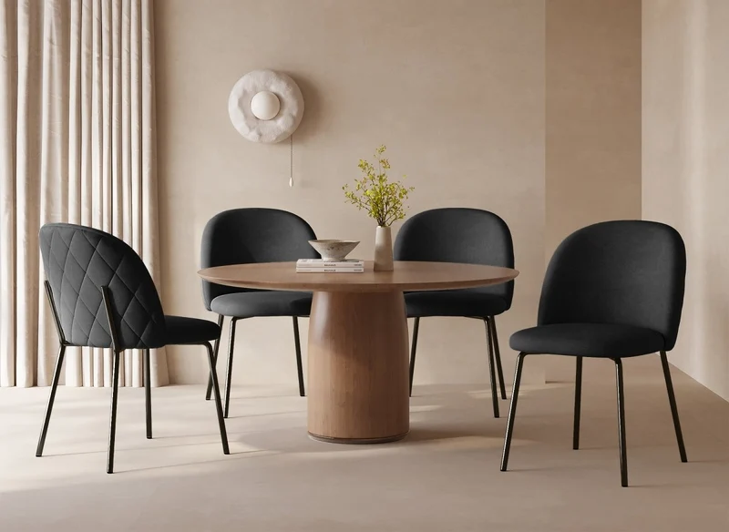 Lot de 2 chaises design en velours noir pieds noirs KENNETH