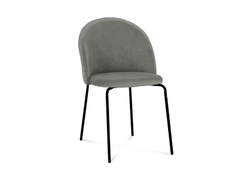 Lot de 2 chaises design en velours gris pieds noirs KENNETH