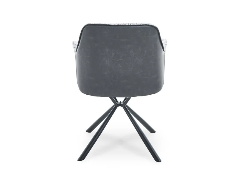 Lot de 2 chaises avec accoudoir tissu bouclette et simili cuir gris PIRO