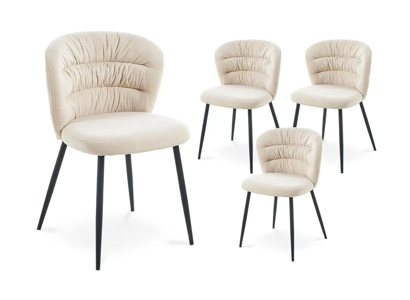 Lot de 4 chaises en velours côtelé beige DANIELA