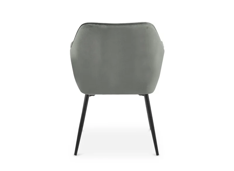 Lot de 2 chaises avec accoudoirs en velours gris pieds noirs EDWIGE