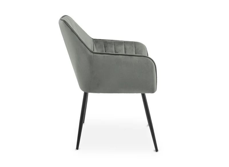 Lot de 2 chaises avec accoudoirs en velours gris pieds noirs EDWIGE