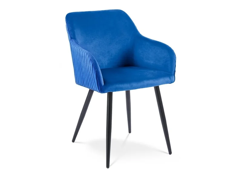 Lot de 2 chaises en velours bleu pieds en métal noir DEVOR