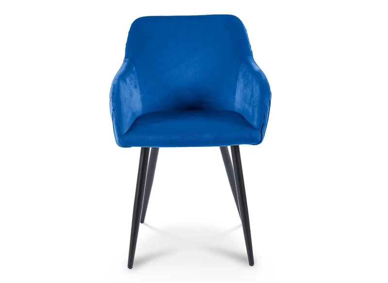 Lot de 2 chaises en velours bleu pieds en métal noir DEVOR