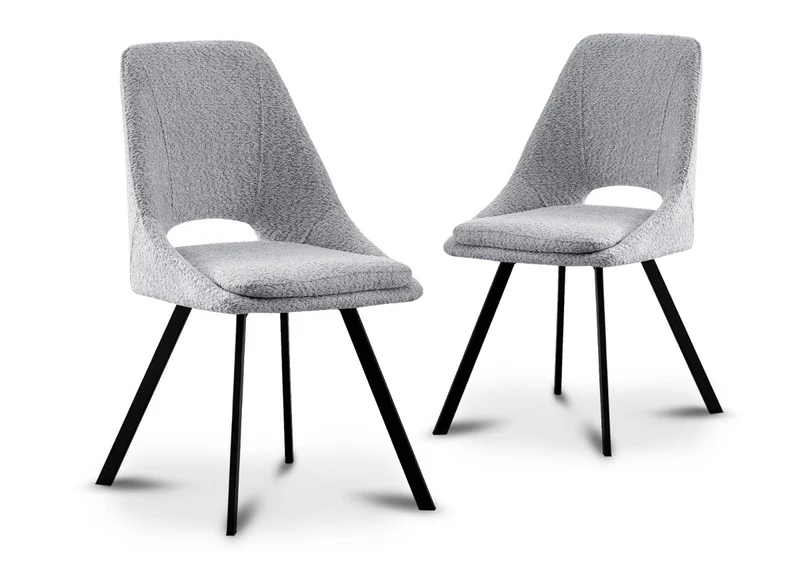 Lot de 2 chaises effet peau de mouton gris clair NARCISSE