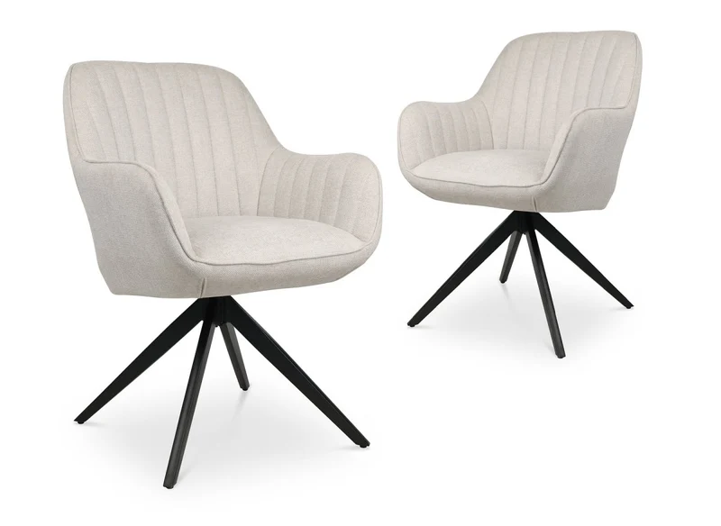 Lot de 2 chaises pivotantes en tissu beige MARLEY