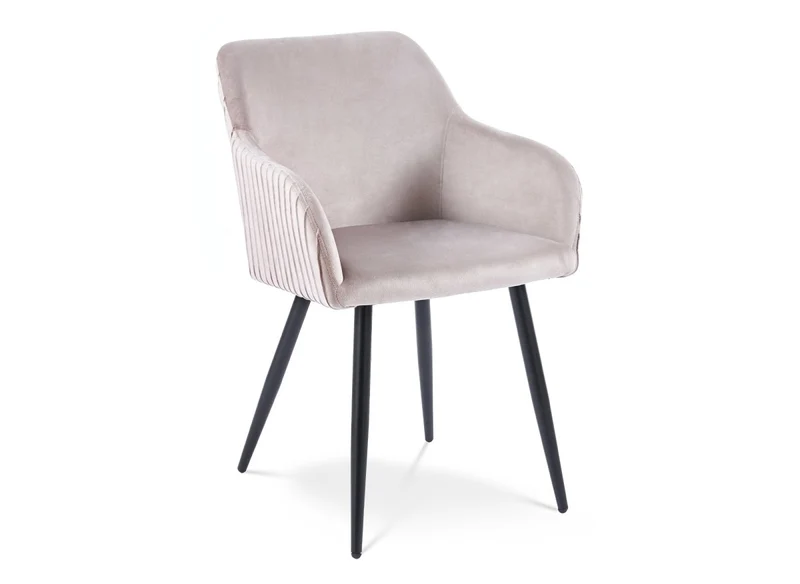 Lot de 2 chaises en velours beige pieds en métal noir DEVOR