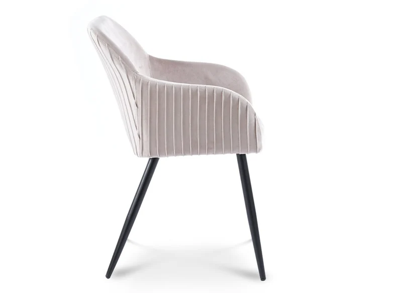 Lot de 2 chaises en velours beige pieds en métal noir DEVOR
