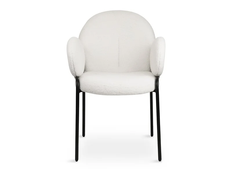 Lot de 2 fauteuils design avec accoudoirs en tissu bouclette blanc BENTA