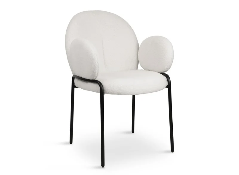 Lot de 2 fauteuils design avec accoudoirs en tissu bouclette blanc BENTA
