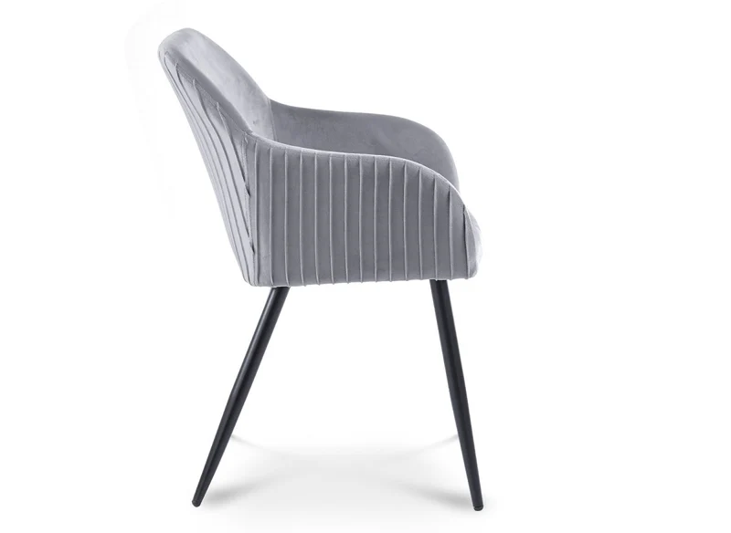 Lot de 2 chaises en velours gris pieds en métal noir DEVOR