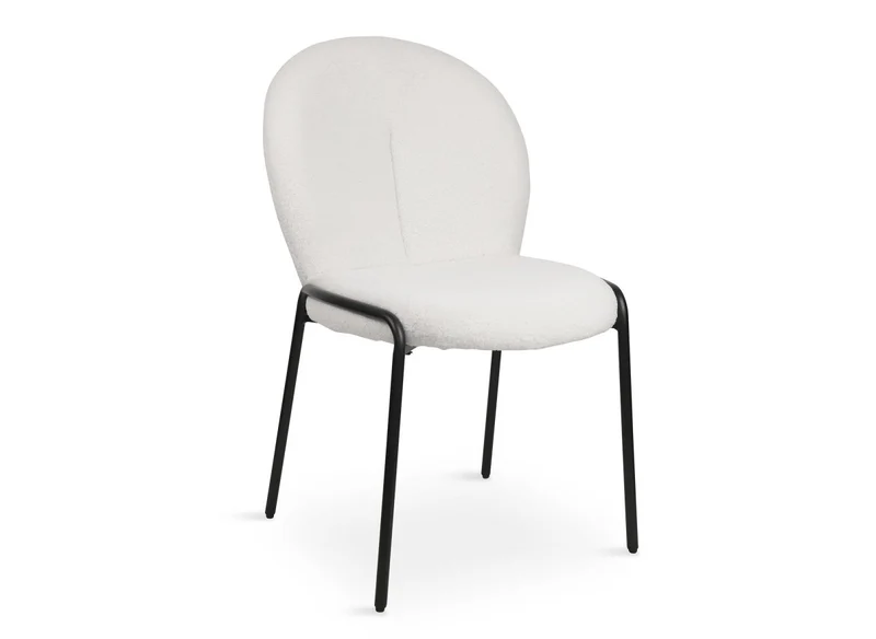 Lot de 2 chaises design en tissu bouclette blanc BENTA