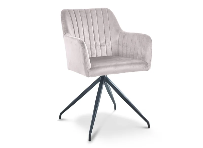 Lot de 2 chaises en velours beige pieds en métal noir RATUS