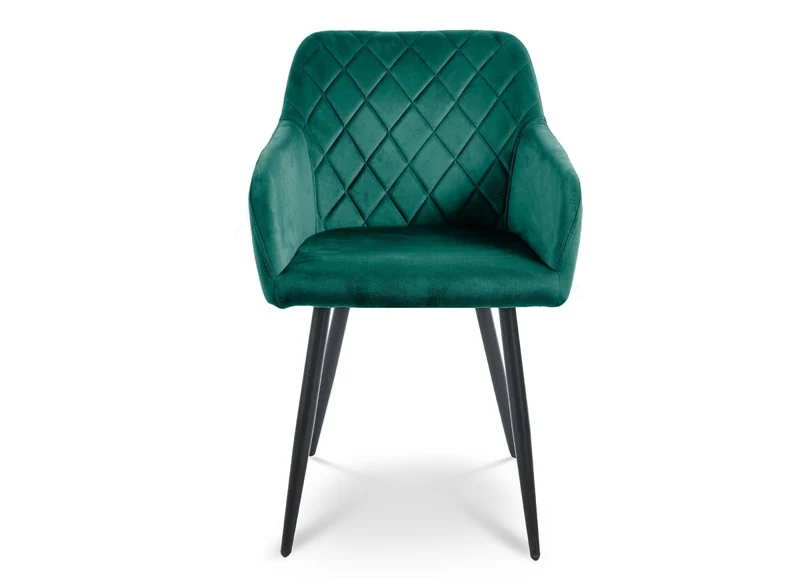 Lot de 2 chaises avec accoudoirs en velours vert KANA