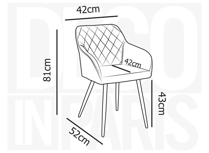 Lot de 2 chaises avec accoudoirs en velours gris KANA