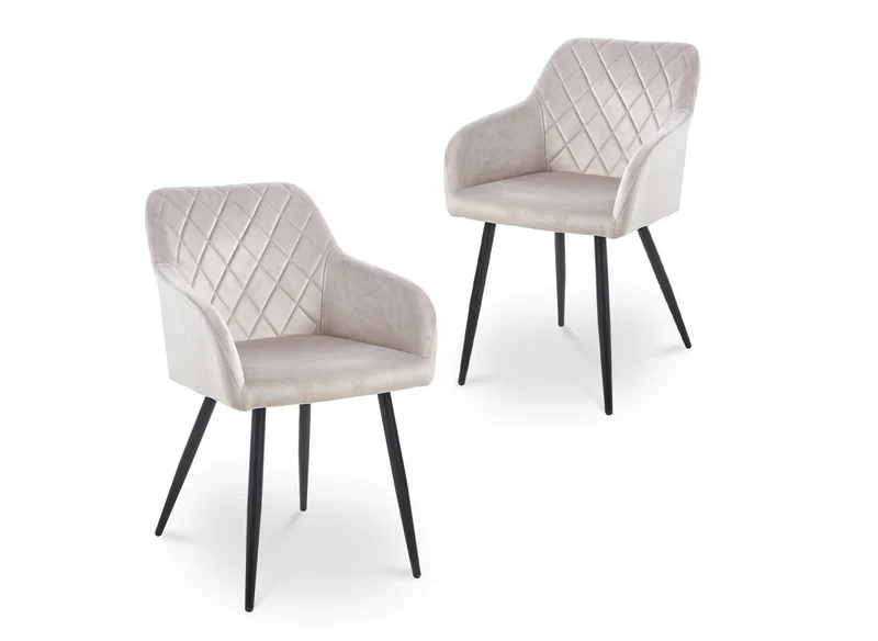 Lot de 2 chaises avec accoudoirs en velours beige KANA