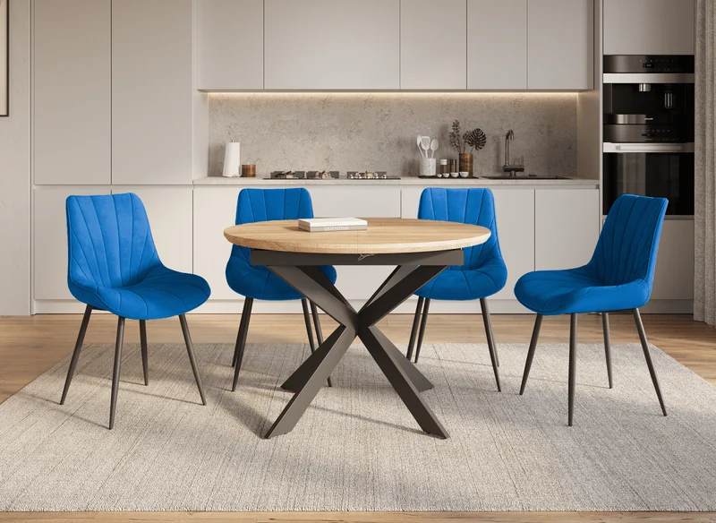 Lot de 4 chaises design en velours bleu ELOVA