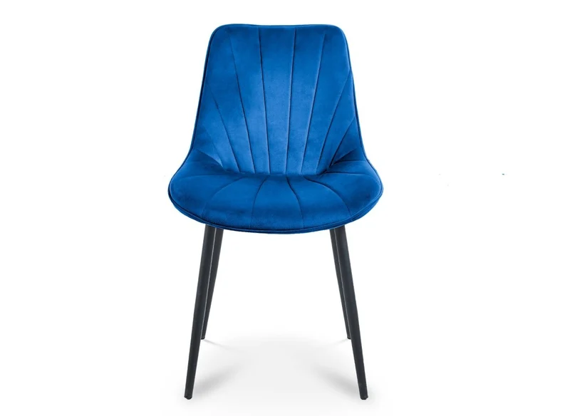 Lot de 4 chaises design en velours bleu ELOVA