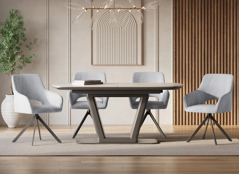 Lot de 2 chaises pivotantes design en velours gris clair CIEL