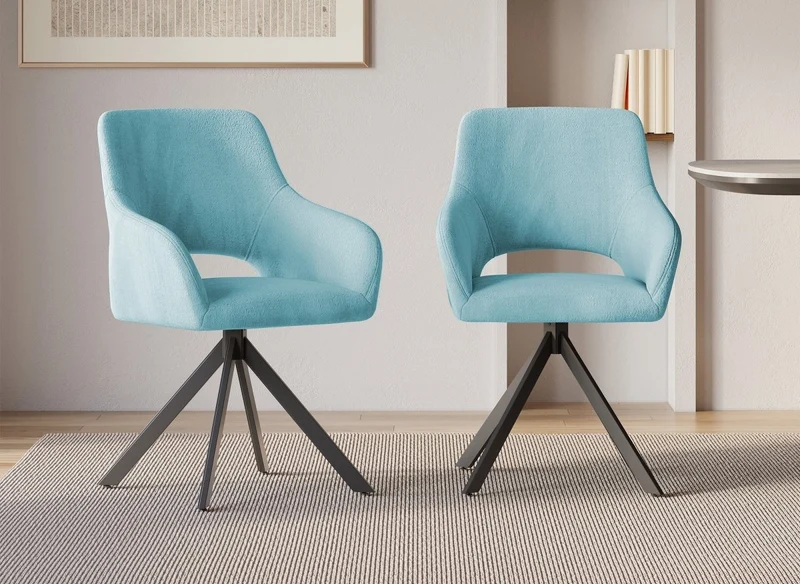 Lot de 2 chaises pivotantes design en velours vert d'eau CIEL