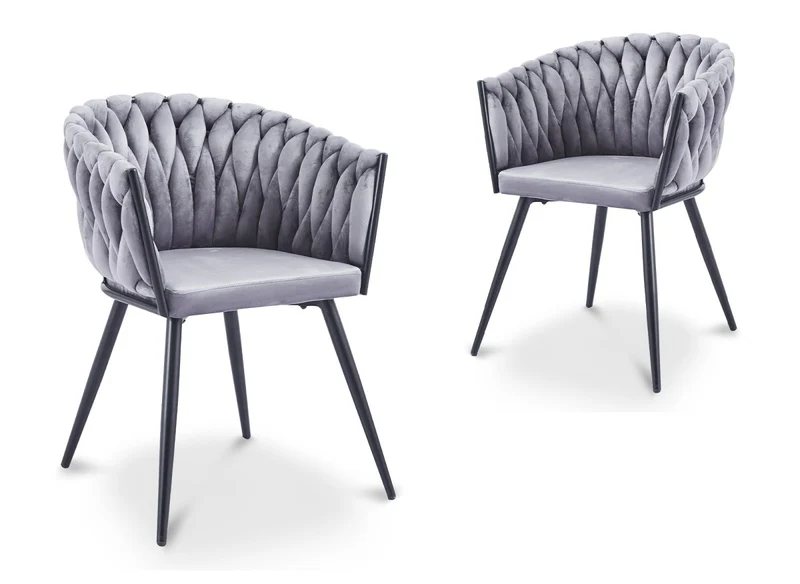 Lot de 2 chaises wave en velours gris CINDY