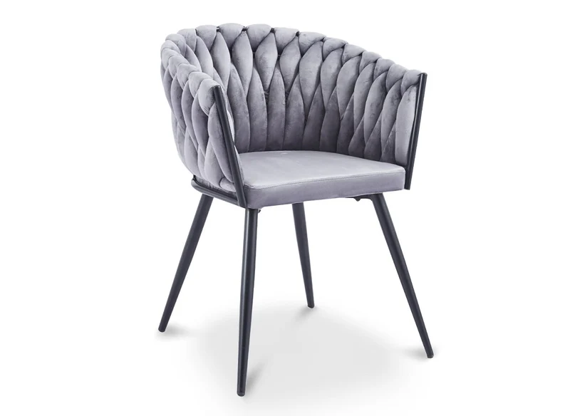 Lot de 2 chaises wave en velours gris CINDY