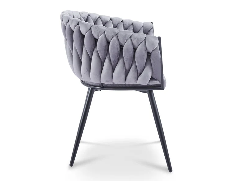 Lot de 2 chaises wave en velours gris CINDY