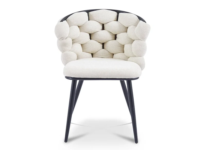 Lot de 2 chaises en tissu beige pieds en métal noir CECILE