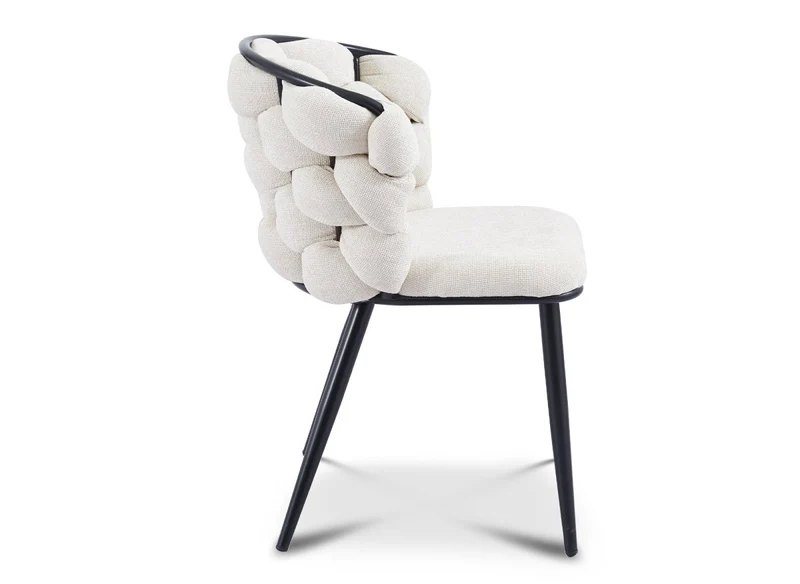 Lot de 2 chaises en tissu beige pieds en métal noir CECILE