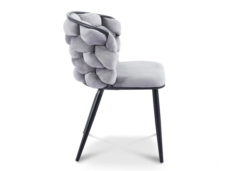 Lot de 2 chaises en velours gris pieds en métal noir CECILE