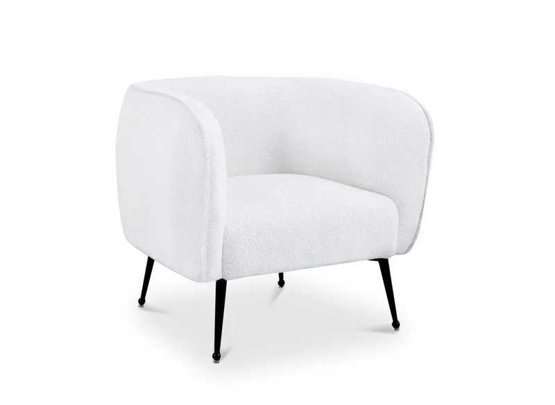Fauteuil cabriolet tissu bouclette blanc PERRY