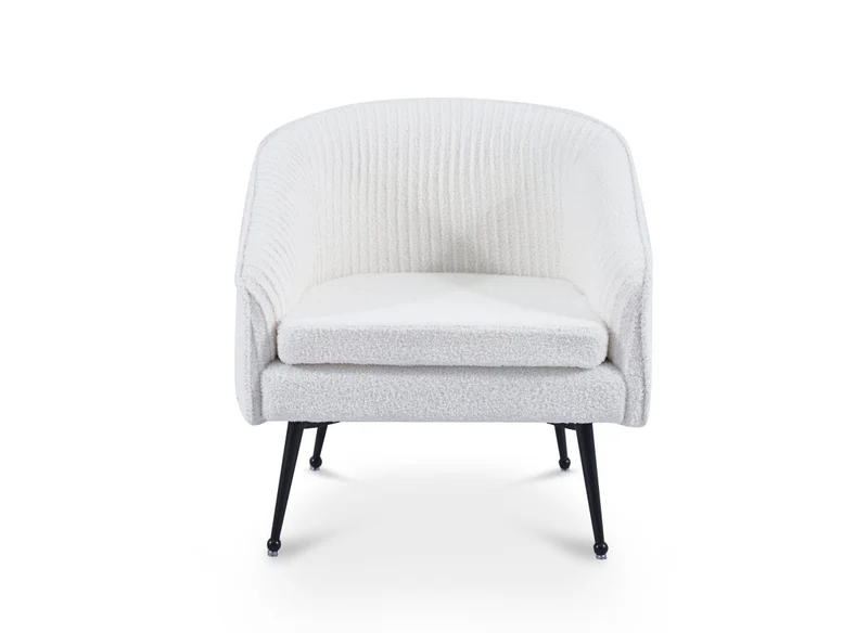 Fauteuil cabriolet tissu bouclette blanc TRECY