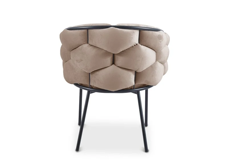 Lot de 2 chaises en velours taupe pieds en métal noir CHARLOTTE