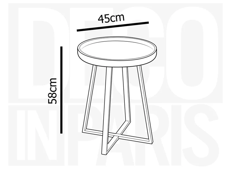 Table d'appoint ronde en bois et pieds en métal noir BRIYA