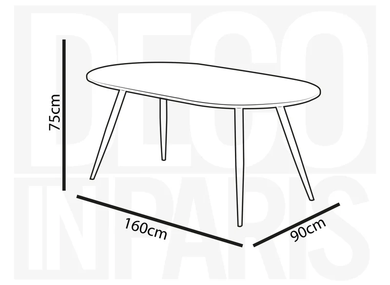 Table à manger ovale effet marbre gris 160cm DIWAN