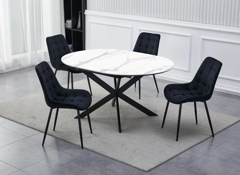 Table à manger ronde extensible blanc KOBY