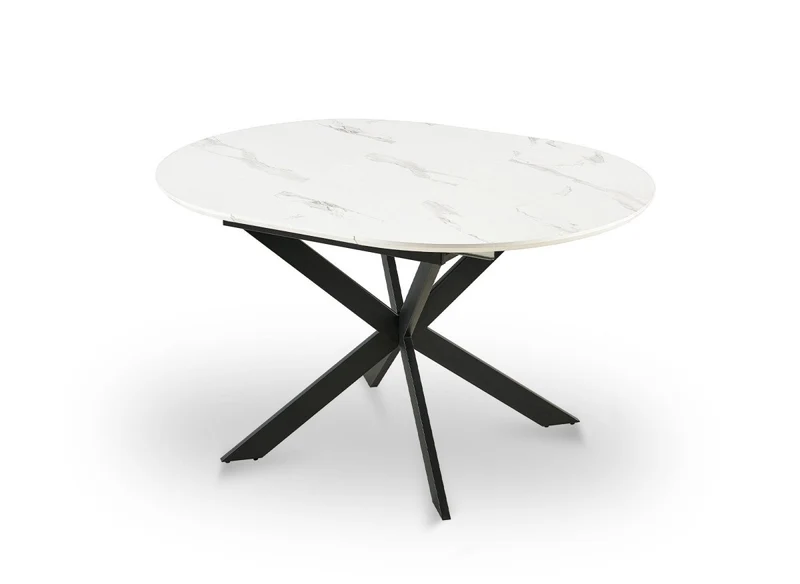 Table à manger ronde extensible blanc KOBY
