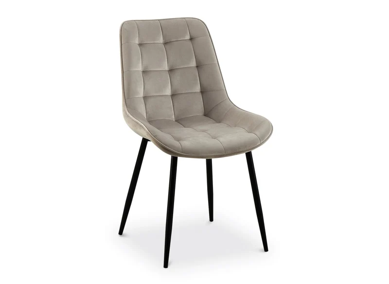 Lot de 4 chaises capitonnées en velours beige SOREN