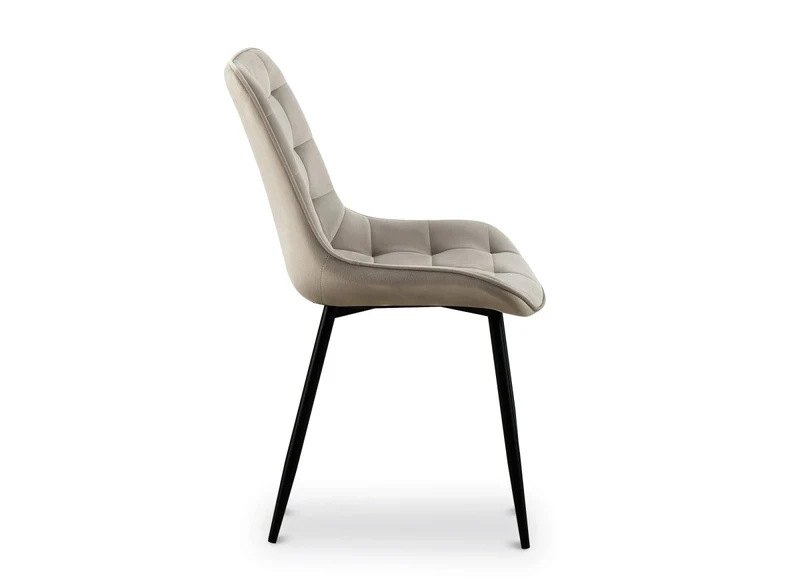 Lot de 4 chaises capitonnées en velours beige SOREN