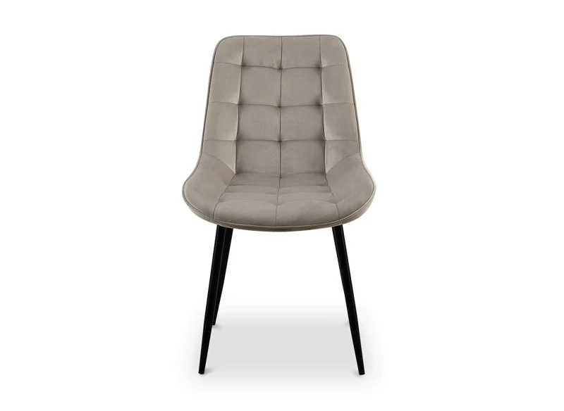 Lot de 4 chaises capitonnées en velours beige SOREN