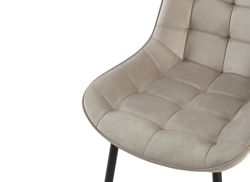 Lot de 4 chaises capitonnées en velours beige SOREN