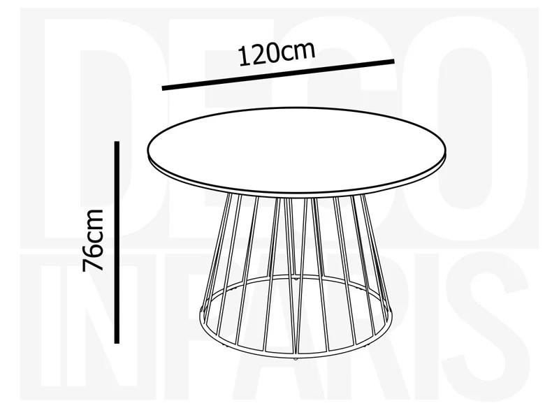 Table à manger ronde effet marbre noir pied en métal noir 120cm STELLA