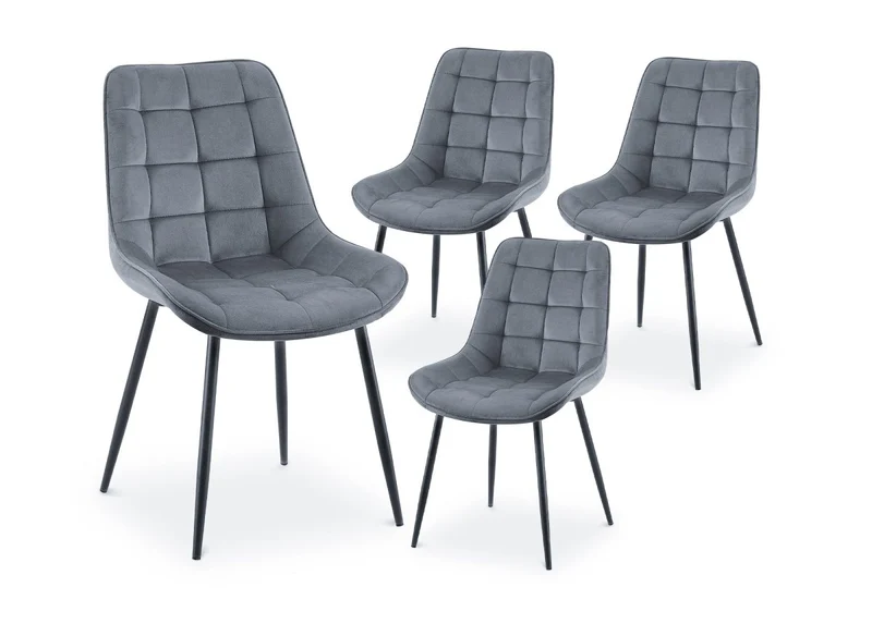 Lot de 4 chaises capitonnées en velours gris SOREN