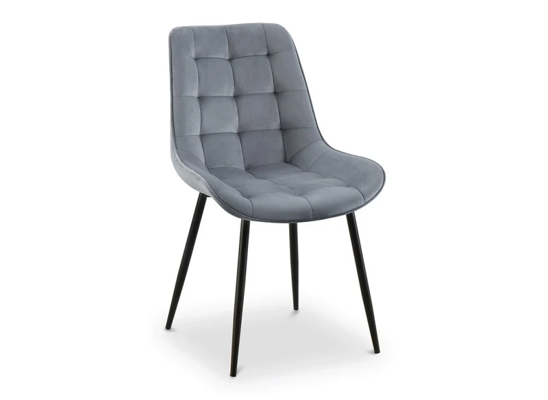 Lot de 4 chaises capitonnées en velours gris SOREN
