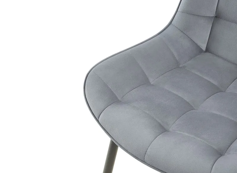 Lot de 4 chaises capitonnées en velours gris SOREN